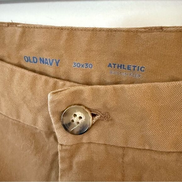 Old Navy Tan Athletic Built in Flex Stretch Chino khaki Pants Size 30X30 - Picture 6 of 10